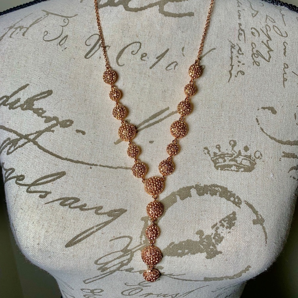 INC Rose Gold Crystal Encrusted Necklace